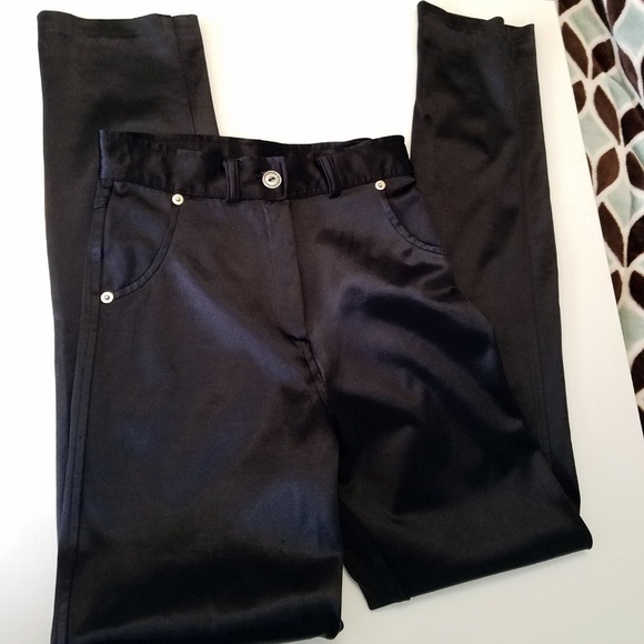 J.I.T. Vintage 90's Satin Stretch Pants Black - Picture 1 of 5